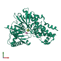 Monomeric assembly 4 of PDB entry 3hm8 coloured by chemically distinct molecules, front view.