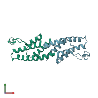 PDB entry 3hme coloured by chain, front view.