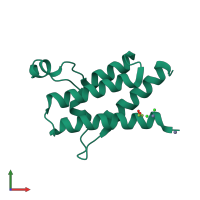 Monomeric assembly 1 of PDB entry 3hmf coloured by chemically distinct molecules, front view.