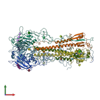 PDB entry 3hmg coloured by chain, front view.