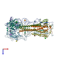 PDB entry 3hmg coloured by chain, top view.