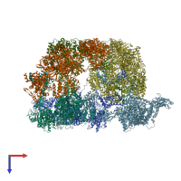 PDB entry 3hmj coloured by chain, top view.