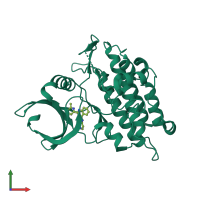 PDB entry 3hmm coloured by chain, front view.