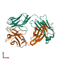 PDB entry 3hmw coloured by chain, front view.