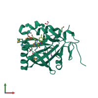 PDB entry 3hmz coloured by chain, front view.