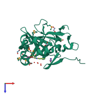 PDB entry 3hmz coloured by chain, top view.