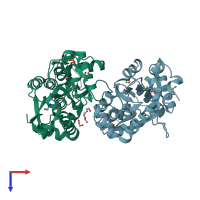 PDB entry 3hn0 coloured by chain, top view.