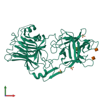 PDB entry 3hn1 coloured by chain, front view.