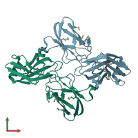 PDB entry 3hn5 coloured by chain, front view.