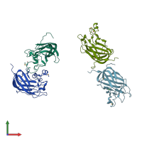 PDB entry 3hnm coloured by chain, front view.