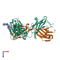 PDB entry 3hns coloured by chain, top view.