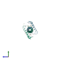 PDB entry 3hnw coloured by chain, side view.