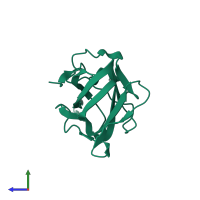 PDB entry 3hny coloured by chain, side view.