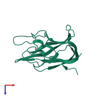 PDB entry 3hny coloured by chain, top view.