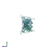 PDB entry 3ho4 coloured by chain, side view.