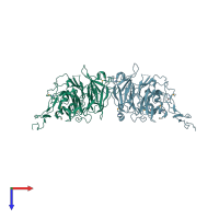 PDB entry 3ho4 coloured by chain, top view.