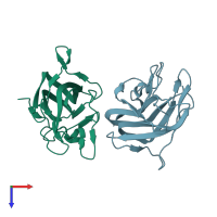 PDB entry 3hob coloured by chain, top view.