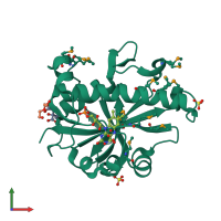 PDB entry 3hoi coloured by chain, front view.