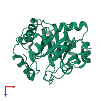 PDB entry 3hoj coloured by chain, top view.