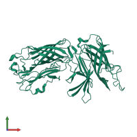 PDB entry 3hol coloured by chain, front view.