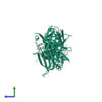 PDB entry 3hol coloured by chain, side view.