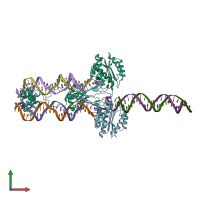 PDB entry 3hos coloured by chain, front view.