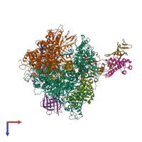 PDB entry 3how coloured by chain, top view.