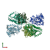 PDB entry 3hp0 coloured by chain, front view.