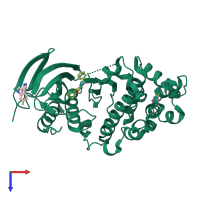 PDB entry 3hp2 coloured by chain, top view.