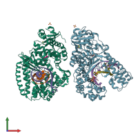 PDB entry 3hp6 coloured by chain, front view.