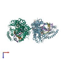 PDB entry 3hp6 coloured by chain, top view.