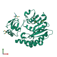 PDB entry 3hp7 coloured by chain, front view.