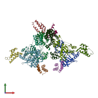 PDB entry 3hpg coloured by chain, front view.