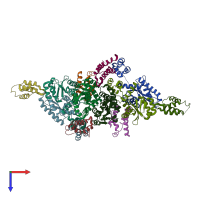 PDB entry 3hpg coloured by chain, top view.