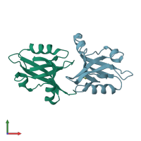PDB entry 3hpk coloured by chain, front view.