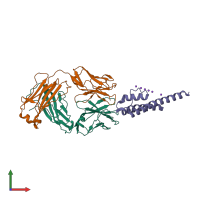 PDB entry 3hpl coloured by chain, front view.