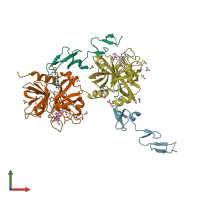 PDB entry 3hpt coloured by chain, front view.