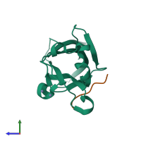 PDB entry 3hqh coloured by chain, side view.