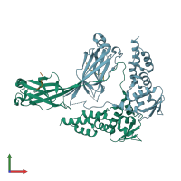 PDB entry 3hqi coloured by chain, front view.