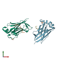 PDB entry 3hql coloured by chain, front view.