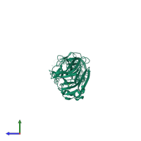 PDB entry 3hr6 coloured by chain, side view.