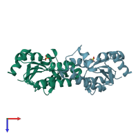 PDB entry 3hr7 coloured by chain, top view.