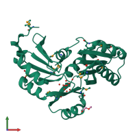PDB entry 3hrg coloured by chain, front view.