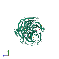 PDB entry 3hrp coloured by chain, side view.
