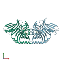 PDB entry 3hrq coloured by chain, front view.