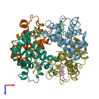 PDB entry 3hrw coloured by chain, top view.