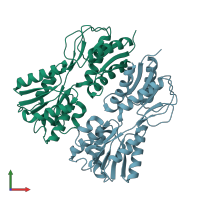 PDB entry 3hs3 coloured by chain, front view.