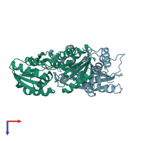 PDB entry 3hs3 coloured by chain, top view.