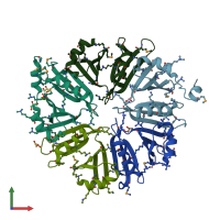 PDB entry 3hsa coloured by chain, front view.