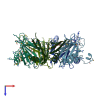 PDB entry 3hsa coloured by chain, top view.
